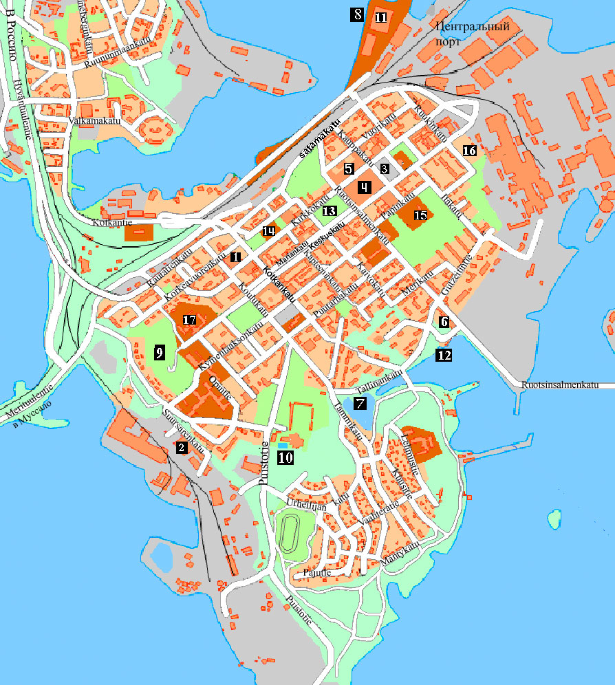 Карта города Котка.
